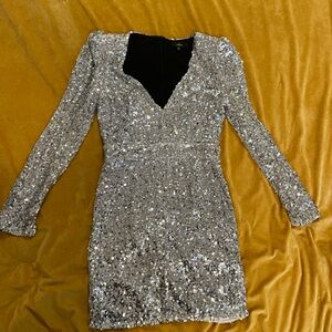 Silver sequin bodycon mini dress